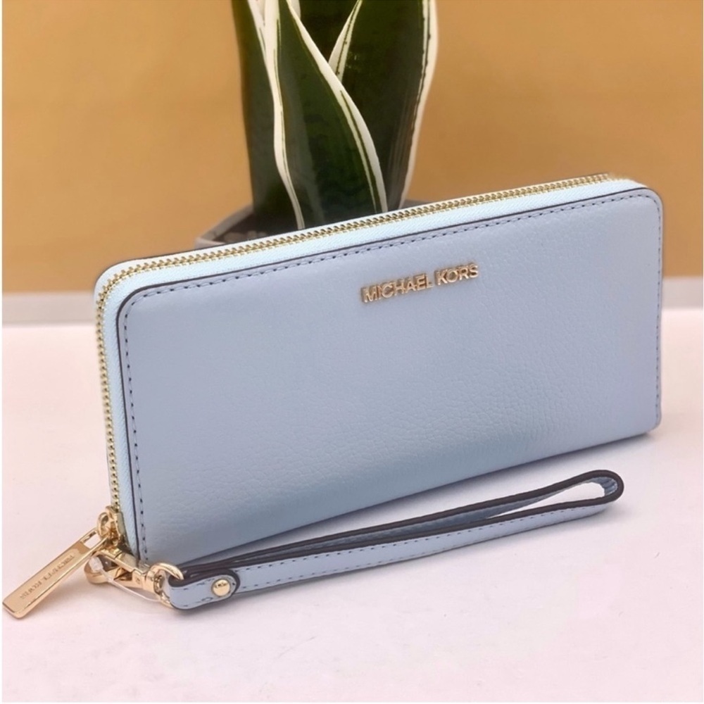 Michael Kors Large Continental Wallet Wristlet Vista Blue - Picture 9 of 10
